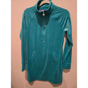 Lilly Pulitzer Women's Skipper Velour Dress Green Knee Length Size S